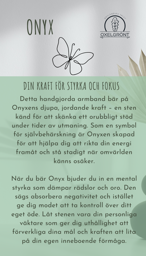 Armband med Matt Svart Onyx - 17 cm