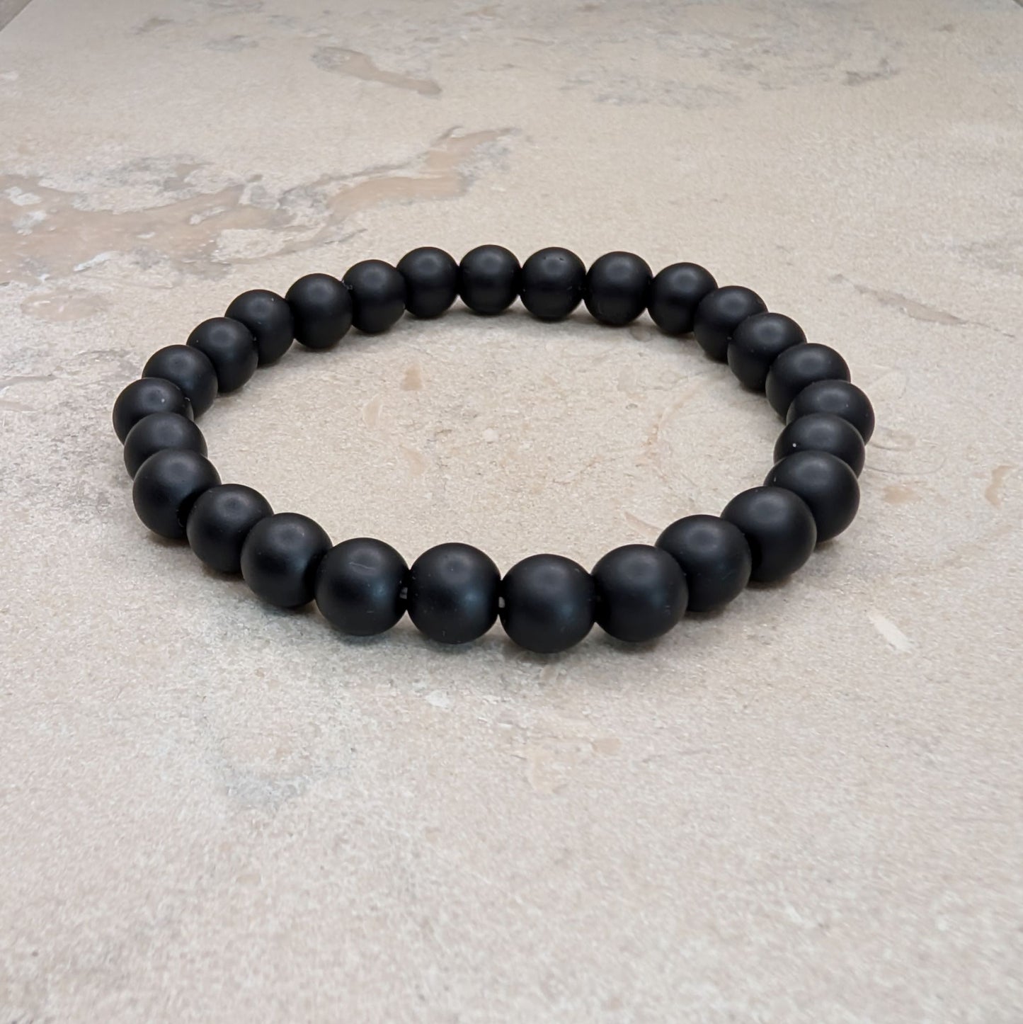 Armband med Matt Svart Onyx - 17 cm