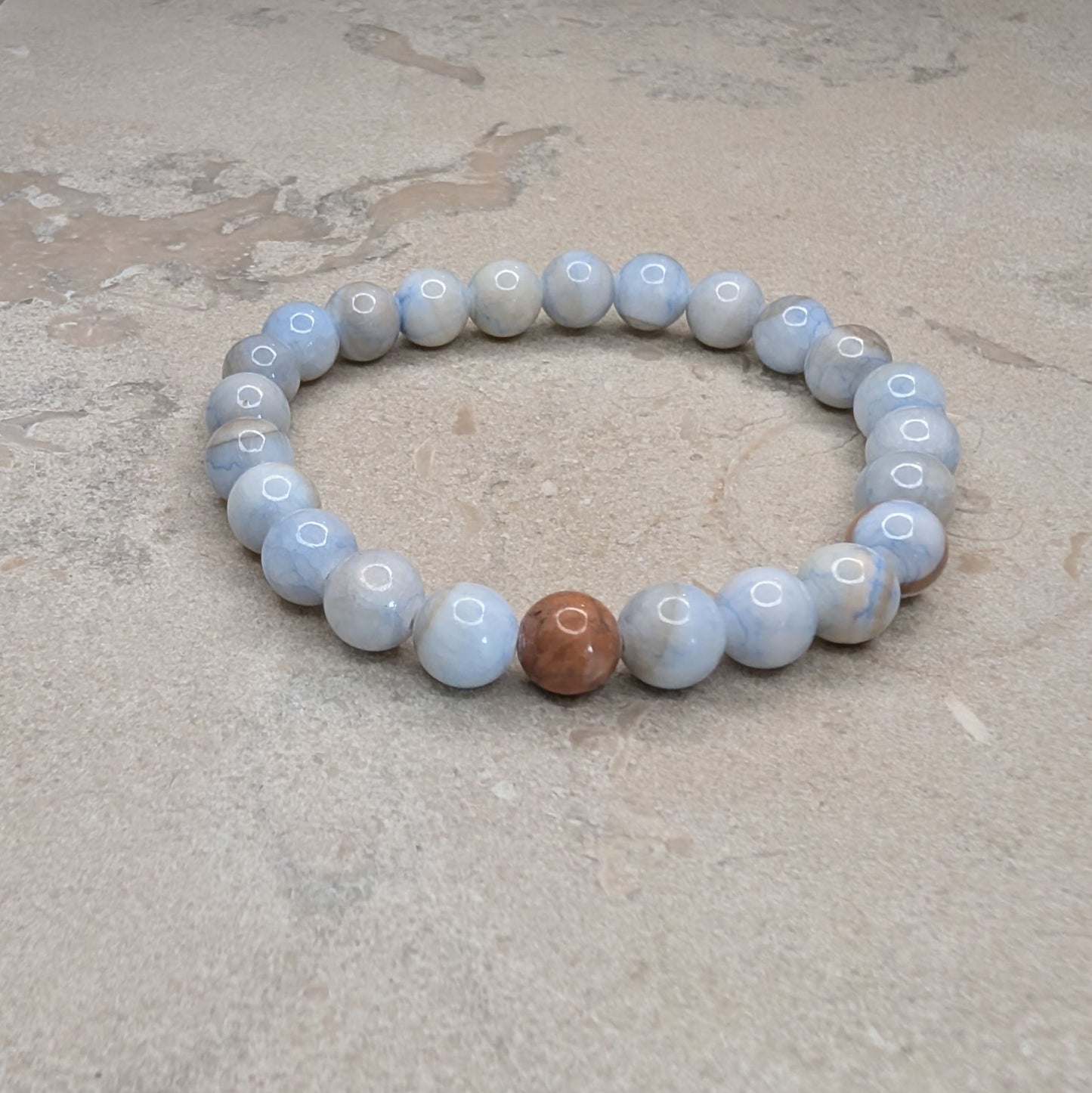 Armband med Blå Kalcedon - 17 cm