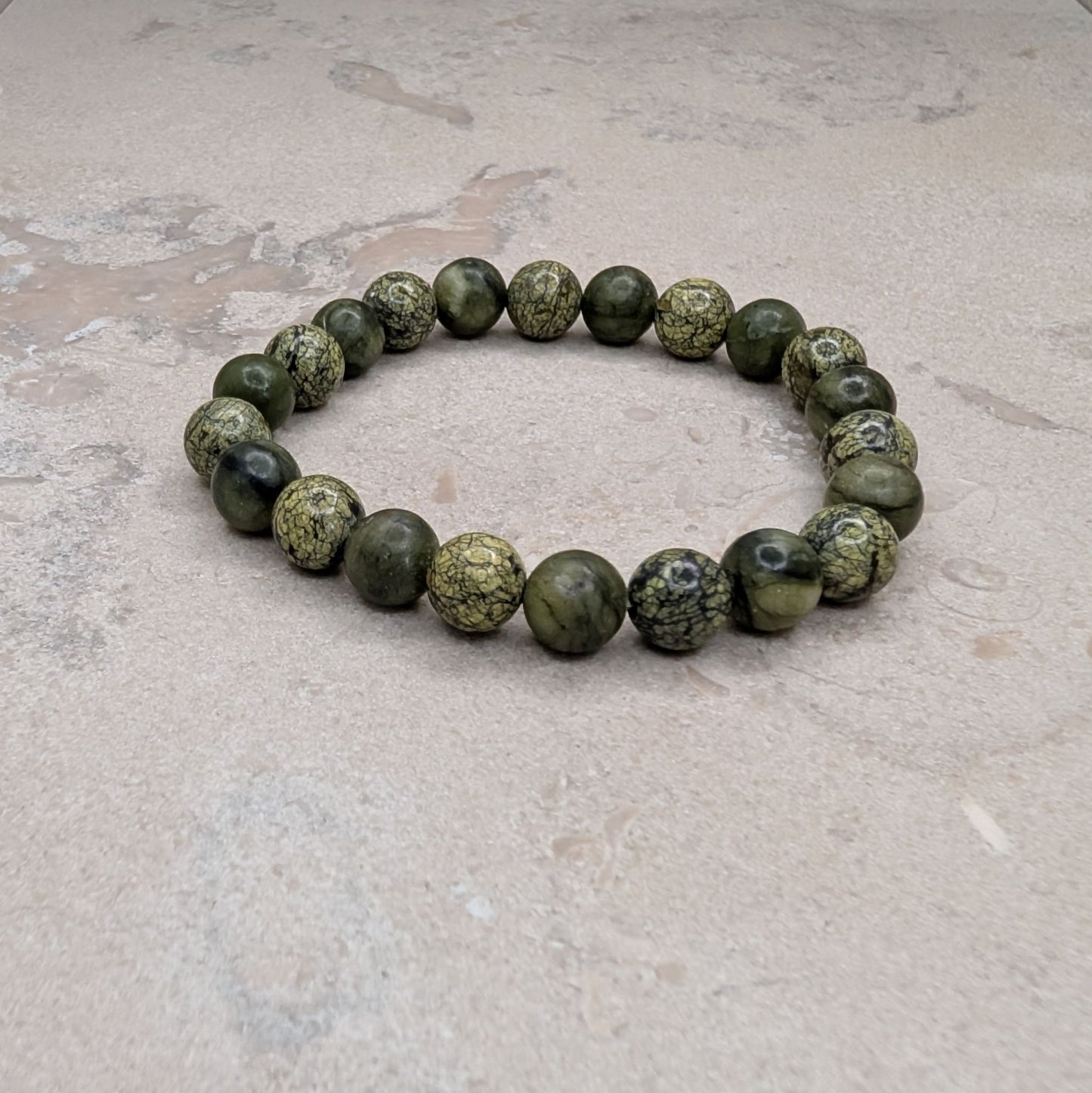 Armband med Jade & Serpentin - 15 cm